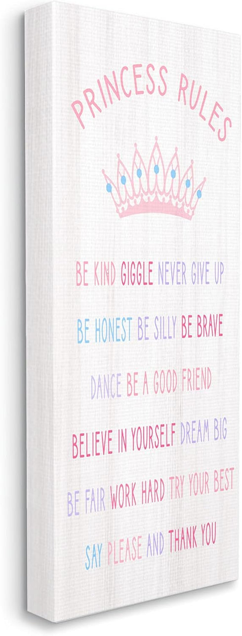 Stupell Industries Princess Rules Listed Kids Pretend Pink Crown