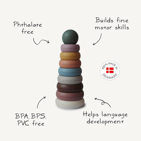 mushie Stacking Rings Toy, Made in Denmark (Rustic)