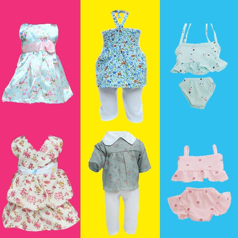 5 Set 18 inch Summer American Doll Clothes and Accessories for Girl Dolls Including Fashion Dress Casual Daily Outfits
