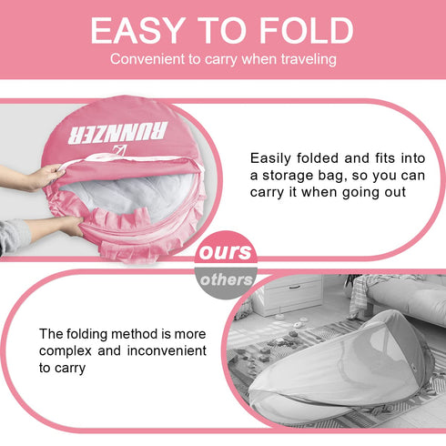 L RUNNZER Crib Tent, Portable Crib Cover to Keep Baby from Climbing Out, Safe & Breathable Crib Net, Easy to Install
