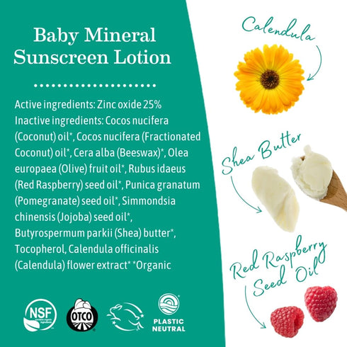 Earth Mama 40 3-Ounce (2-Pack) Baby Mineral Sunscreen Lotion SPF | Non-Nano Zinc, Natural Water Resistant Sun Cream