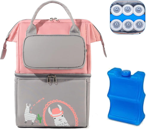 Generic Breastmilk Cooler Bag with Ice Pack Waterproof Double-Layer Insulated Breast Pump Backpack,