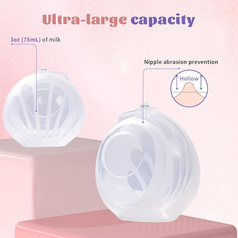 ZCBB 2 Breastfeeding2.5oz/75ml ShelBreastfeeding PCS Silicone Breast Milk Collectors for Silicone Hands Free Breast