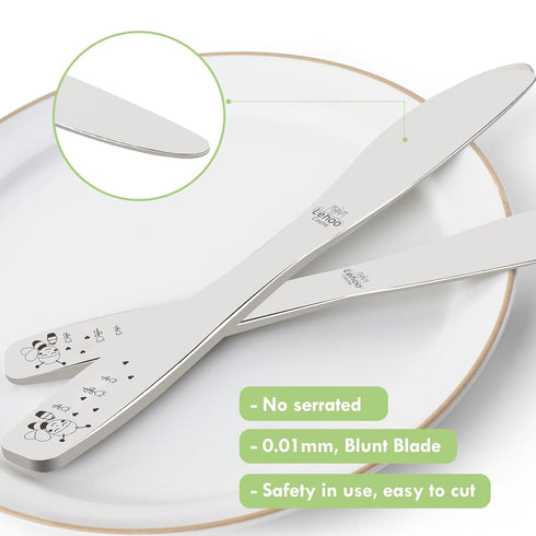 Lehoo Castle Kids Silverware, 6Pcs Toddler Utensils Set, Stainless Steel Forks, Spoons, Knives for Kids (Insect)