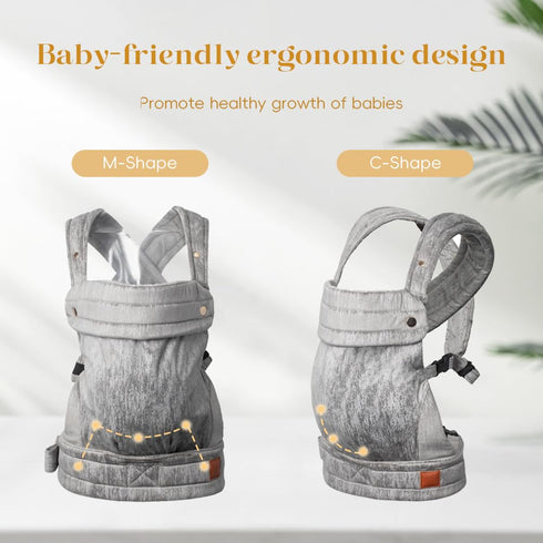 Backpack NEST BLANCHE Baby Carrier for Newborn to Toddler, Ergonomic Design, Front and Back Facing Options, Grey