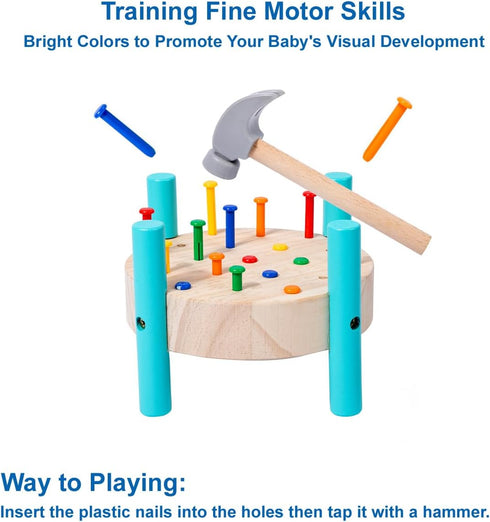 QZJVKBXY Hammer Wooden Baby Workbench Pounding Toy for Toddlers,STEM Educational Preschool Learning Toys for Kids.