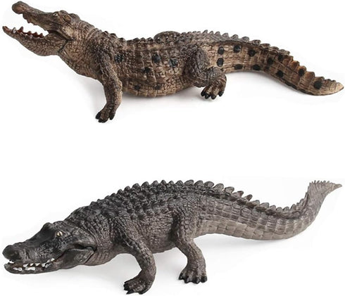 2 Pcs Simulated Crocodiles Model Figure Toy, Realistic Alligator Figurines Collection for Science Educational Props