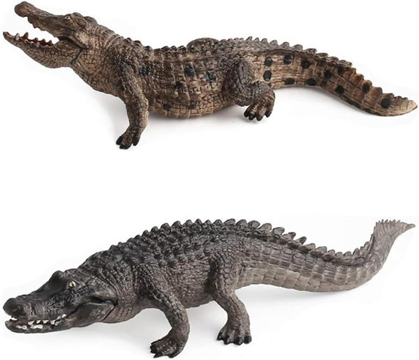 2 Pcs Simulated Crocodiles Model Figure Toy, Realistic Alligator Figurines Collection for Science Educational Props