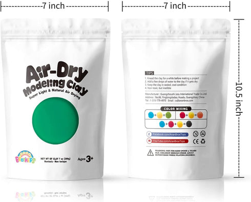 7 oz Sago Brothers Modeling Clay for Kids - Green, Molding Magic Clay for Kids Air Dry, Super Soft Clay for DIY Slime