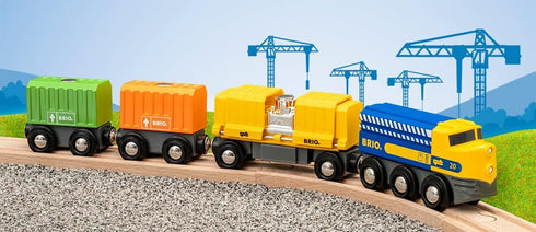 BRIO 33982 Three-Wagon Cargo Train - Kid-Friendly Wooden Toy Train, Engaging Play Experience, Compatible with All