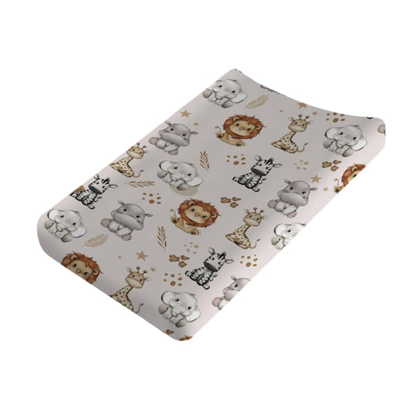 Cartoon Safari Animals Changing Pad Covers, African Jungle Animals for Boys Girls, Ultra Soft 32''x16'' Diaper Change