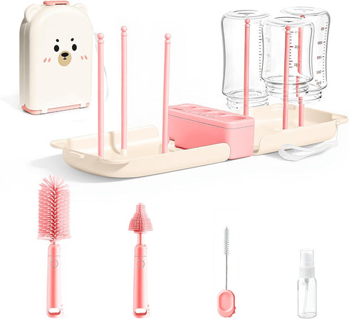 LEQXGO Travel Baby Bottle Cleaner Kit, 7-in-1 Baby Bottle Brush Set with Case