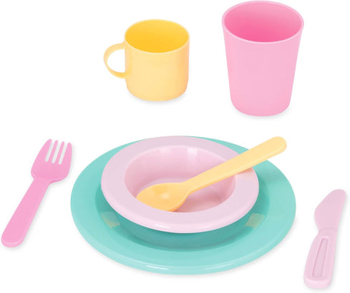 Set 3+ Years(34 Battat Play Circle Dish Plates, Cups, and Tea Party Toys Kitchen Toys for Toddlers Pretend Play Pieces)