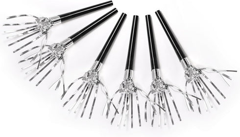 60 Packs Silver Noise Makers, Metallic Fringed Party Blowers, Horns Musical Blowouts for Birthday Party