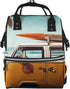HCBPWVQA Vintage Van in The Beach with a Surfboard Print Diaper Bag Multifunction