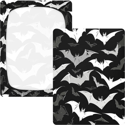 Bseiialft 52 28 Black White Bats Halloween Crib Sheets for Boys Girls Soft and Breathable Cotton Baby Sheets