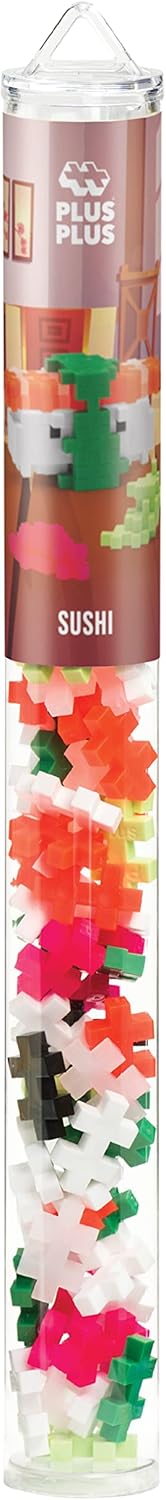 Plus Plus 3D Food Building Block Set, Fun STEM Toys for Kids, 70 Interlocking Pieces - Sushi Mini Maker