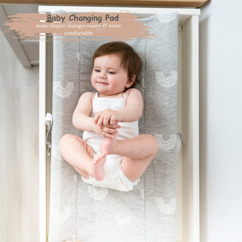 BaeBae Goods 2 Contoured Baby Changing Pad w/Waterproof Foam Mattress, Includes Soft, Removable & Washable Covers