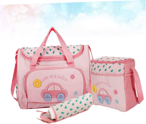 Mummy Set Multi-function Bag Tote Diaper Bag Changing Pad Tote Bottle Holder Large Capacity Car Pattern