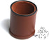 Leather Dice Cup Set - Felt Lining Quiet Shaker with 5 Dot Dices for Farkle Yahtzee Games, Brown