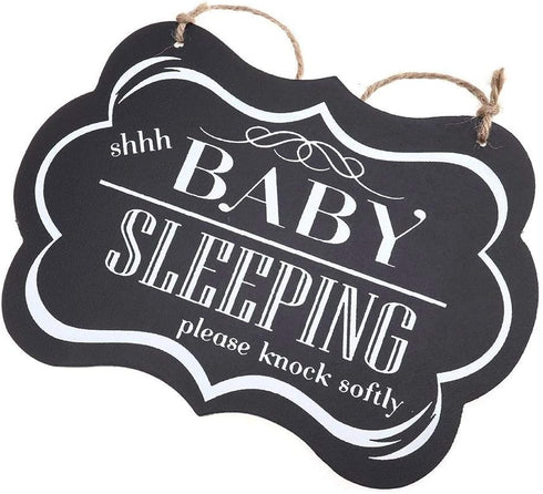 WINOMO Baby Sleeping Sign, "Shhh BABY SLEEPING" Please Knock Softly, Wood Decorative Nursery Hanging Plaque