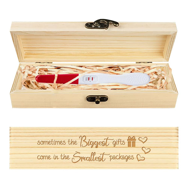 CHGCRAFT Wooden Pregnancy Test Gifts Box Pregnancy Test Keepsake Box Laser Engraving