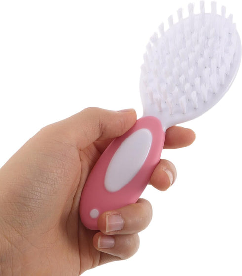 Set Mikinona Scalp Brush and Nylon Comb for Newborns and Infants, Pink, Soft Silicone Scrubber, Suitable for Wet