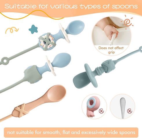GAWAVAWA 4PK 6+ Baby Spoon and Fork with Holder Straps for Kids Aged Months Self Feeding, No Throw Toddler Travel