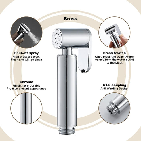 RWYRBNSL HandheldSprayer Brass Chrome Baby Cloth Diaper Sprayer Portable Hand Held ToiletSprayer Head, for Feminine