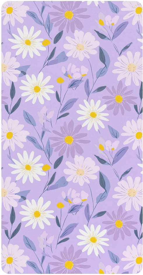 miaozhen Cotton Crib Sheets for Baby Boys Girls Soft Sunflower Pastel Purple Yellow