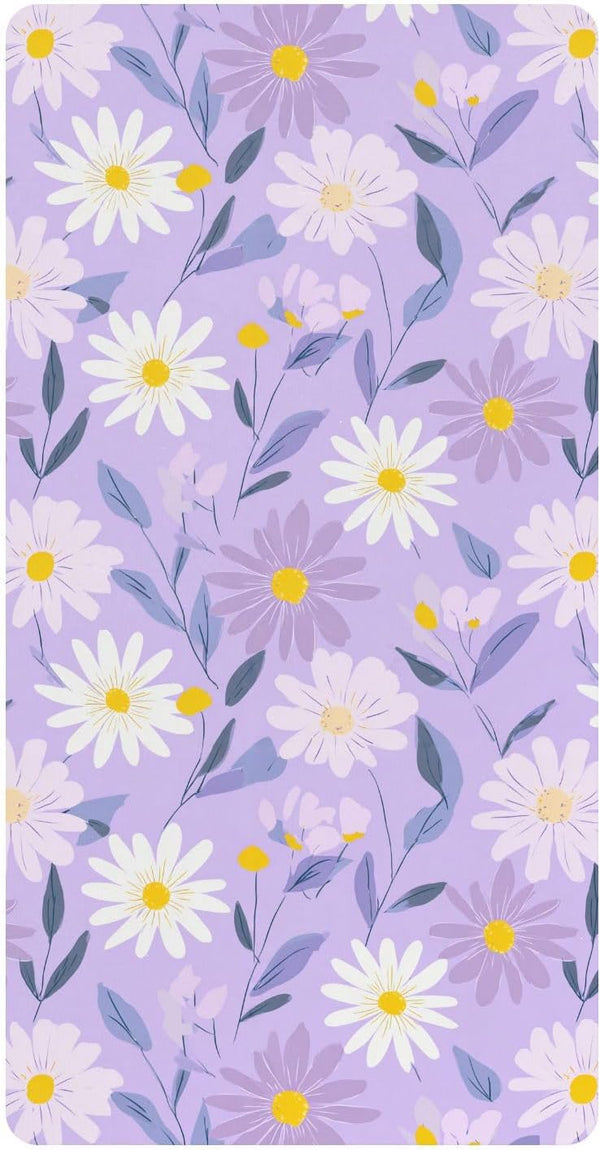 miaozhen Cotton Crib Sheets for Baby Boys Girls Soft Sunflower Pastel Purple Yellow