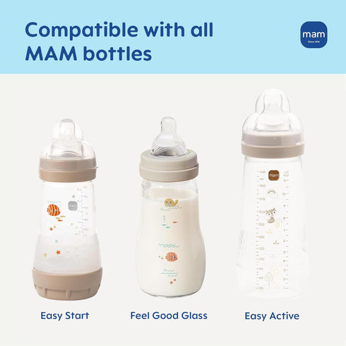 1, 0+ 94% 4 Pack, MAM Baby Bottle Nipples Slow Flow Size for Month Newborn Babies, Skin Soft BPA Free Silicone, Nipple