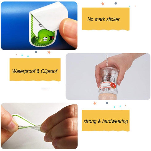 200 Pcs Bottle Labels, Animals Name and Date Label for Daycare or Kitchen, Waterproof Stickers for Bottle, Jar