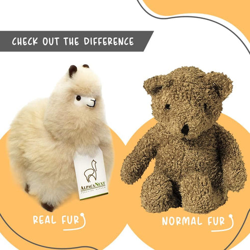 Llama Stuffed Animal – 9 inch Cute, Soft and Cuddly Alpaca Plush Toy Handcrafted on Real Alpaca Natural Fur
