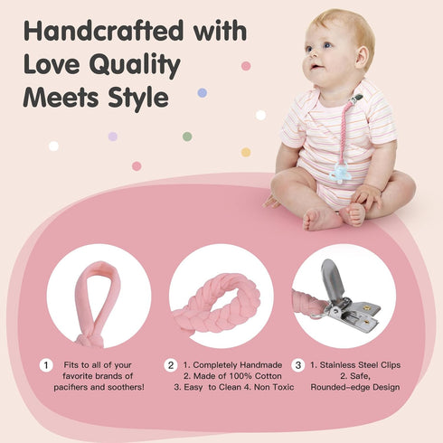 Baby Pacifier Clip, Baby Pacifier Holder for Boys and Girls, Universal Fit for All Pacifiers & Teething Toys - Modern