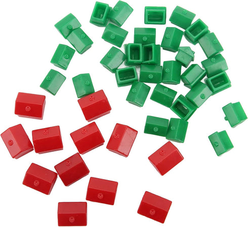 Hotel Game Replacement Pieces - Plastic Hotels & Houses Supplement, 10 Red and 30 Green Pieces