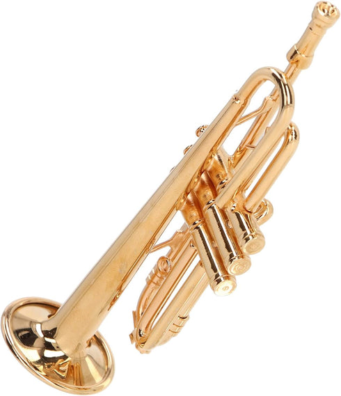 Miniature Brass Trumpet Model, Dollhouse Musical Instrument, Christmas Ornament