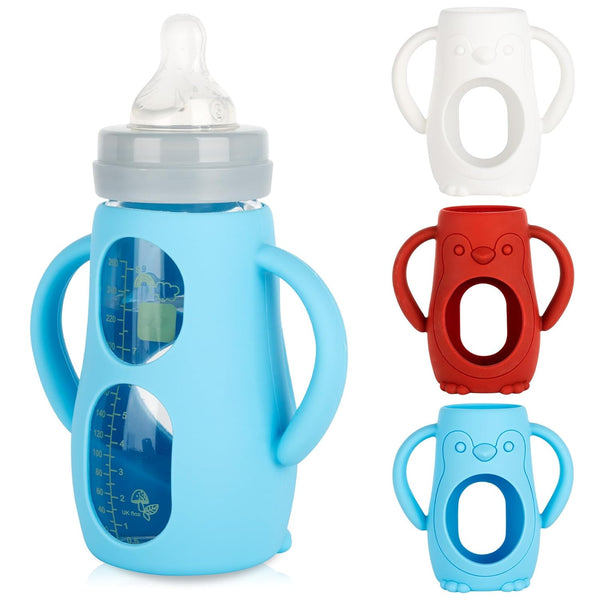 Silicone Sleeves with Handles for Mam Glass Baby Bottles 9oz,Anti Breakage Baby