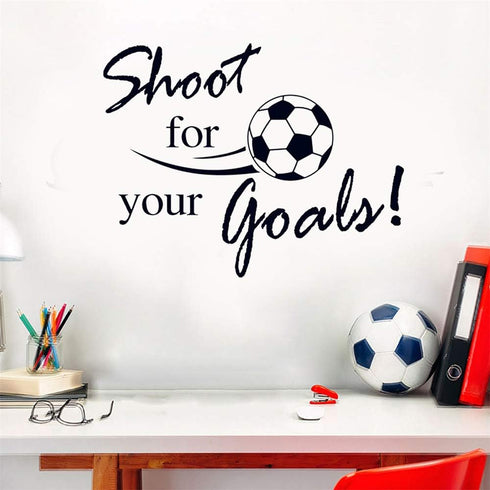 Soccer Stickers, “Shoot for Your Goals” Wall Art Soccer Ball Decals for Kids Room, Football Vinyl Sticker Decoration