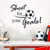 Soccer Stickers, “Shoot for Your Goals” Wall Art Soccer Ball Decals for Kids Room, Football Vinyl Sticker Decoration