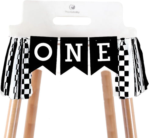SULICRE Checkered High Chair Banner First Birthday Boy, Race Car 1st BD Decoration,