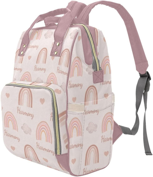 Cowcute Mommy Mommy Personalized Nursing Bags Baby Girl Diaper Bags, with Name Custom Nursing Baby Bags Rainbow Pink