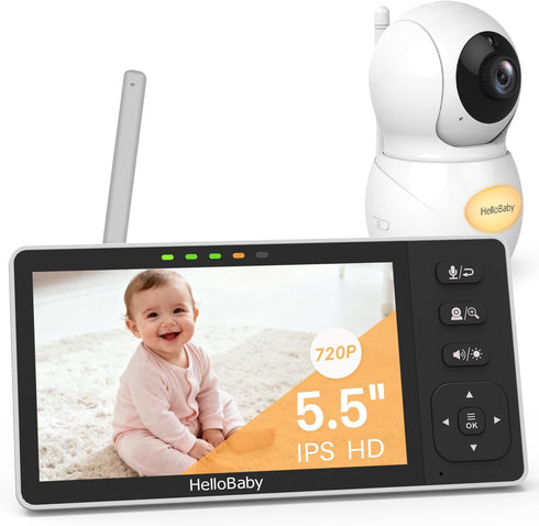HelloBaby 5.5'' HD Video Baby Monitor with 1080P Camera | No WiFi, Hack-Proof