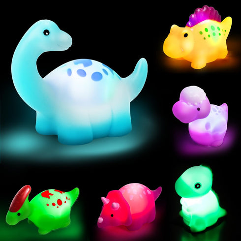 TOY Life Light Up Dinosaur Bath Toys for Kids 3 4 5 8, No Hole Bath Toys for Toddlers, Baby Bath Time Toys