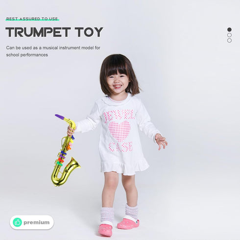EXCEART Kids Saxophone Toy - Plastic Musical Wind Instrument with 8 Rhythms, Metallic Golden for Early Education