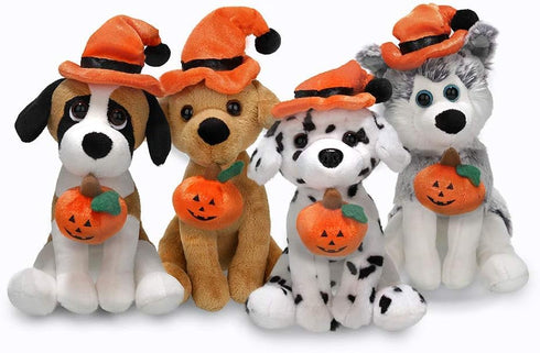 Plushland Halloween Pawpals - 8 Inch Puppy Dog Plush Toy with Hat and Jack O Lantern
