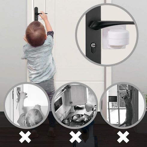 Child Proof Door Lever Locks (6 Pack) - Baby Proofing Door Handle Locks with Adhesives for Toddler Safety