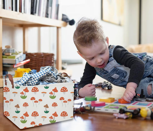 DDBASKET Kids Basket Mushroom Baskets Boys and Girls Basket Rectangular Cute Storage Bin for Room Decor(Mushroom)