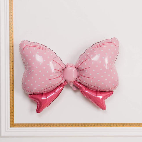 Bow Balloon Bowtie Pink Foil Mylar Balloons for Wedding, Bridal Shower, Gender Reveal Party Decoration (5PCS)