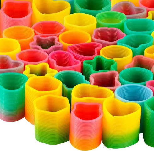 (Pack 250) Bedwina Rainbow Spring Toy Assortment - of Mini Plastic Coil Spring Toy - Bright Colors and Shapes, Goody
